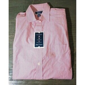 Club Room Performance Red White Pin Stripe Button Down Long Sleeve 15 1/2 34/35